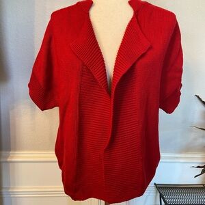 Talbots Women's Red Open Front Cotton Knit Sweater Cardigan size small